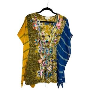 Casual Living Beaded and Embroidered Animal Print Blouse